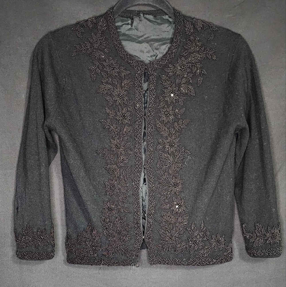 Black Wool ? Cashmere Cardigan Sweater